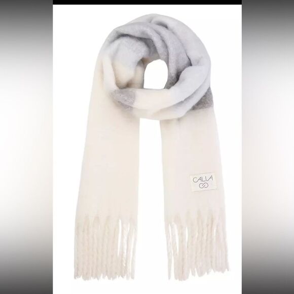 CALIA Women's Luxe Scarf NEW Grey Stripe - Picture 3 of 10